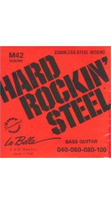 Фото LA BELLA M42 HARD ROCKIN' STEEL (Струны для 4-струнной бас-гитары, легкое натяжение)